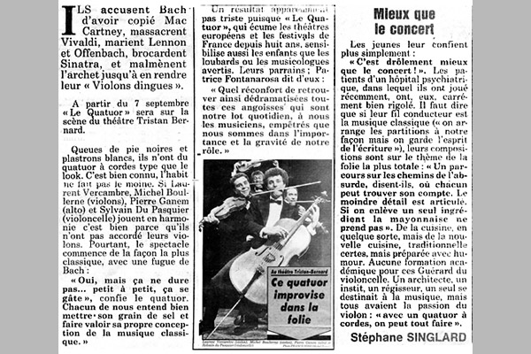 1987 : France-soir en septembre (Théâtre Tristan Bernard)